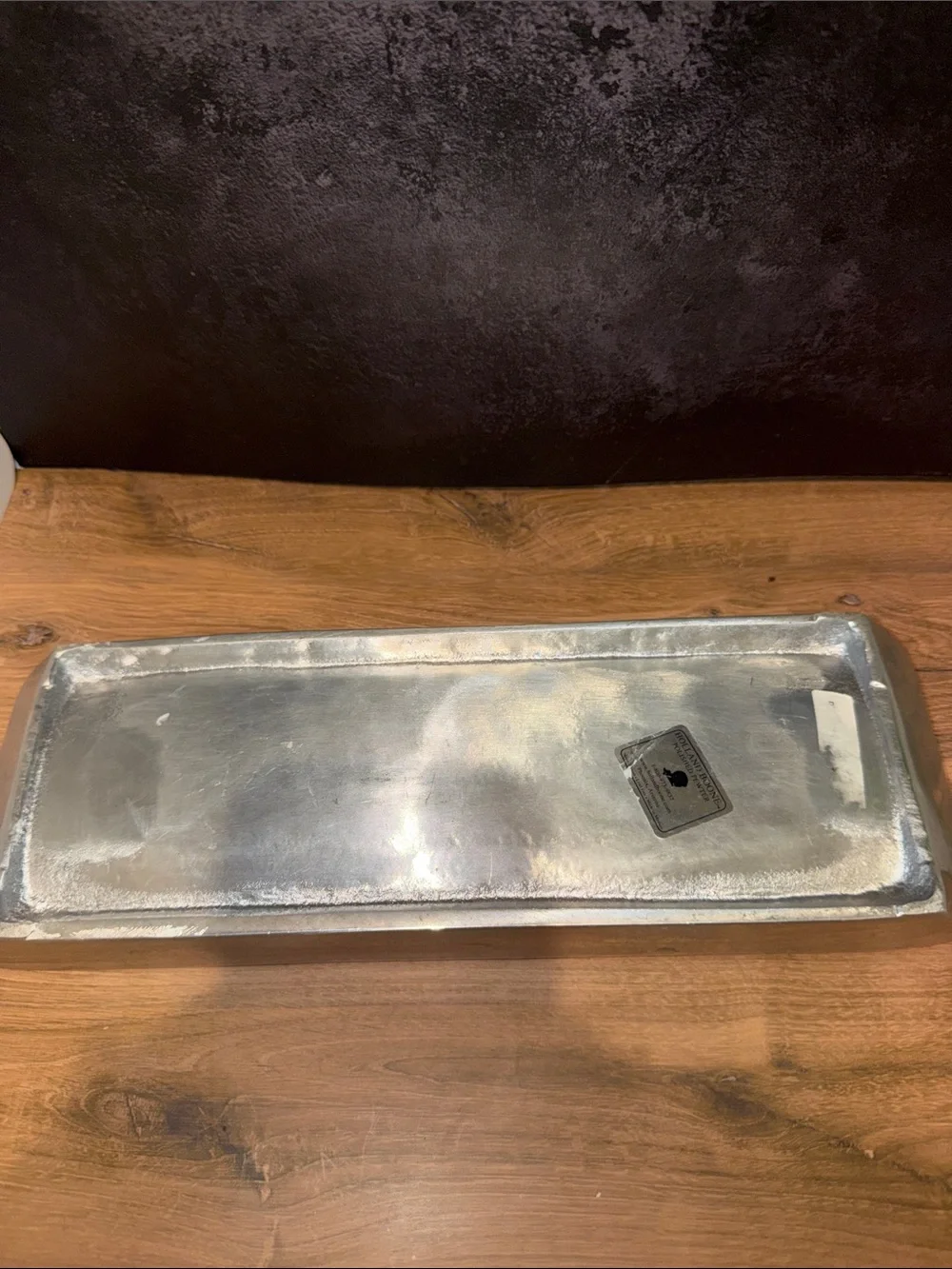 Holland Boone Polished Peweter Rectangular Metal Serving Tray
